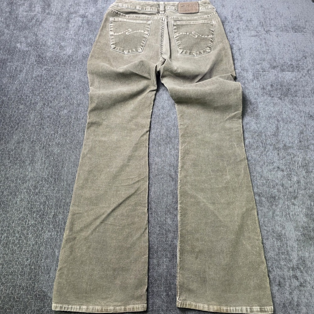 Silver Jeans Co Womens Bell Bottom Corduroy Pants 29x35 Gray Green 70s 80s Disco